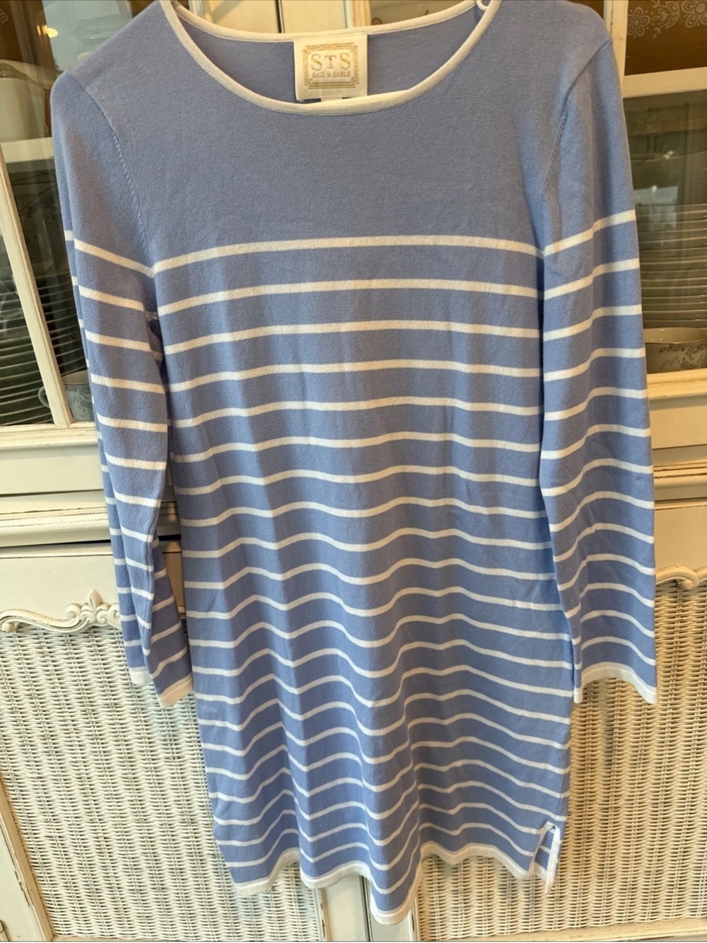 SAIL TO SABLE STS  $138 Stretch Knit Striped Dress in Hydrangea Medium